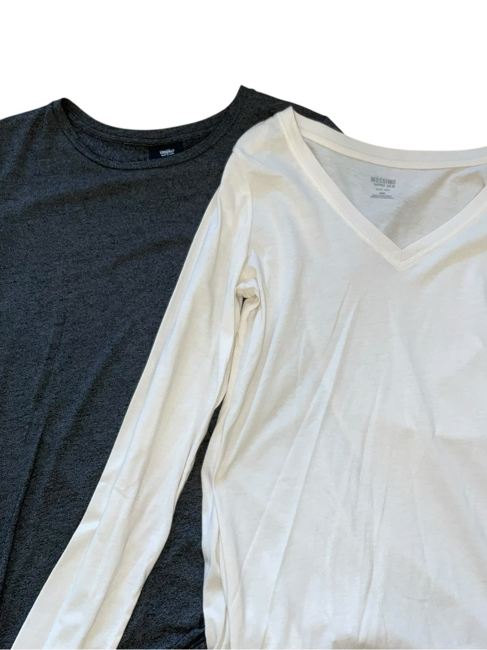 Mossimo Supply Co. White V-Neck & Dark Gray Long Sleeve Tops - 2 Pack